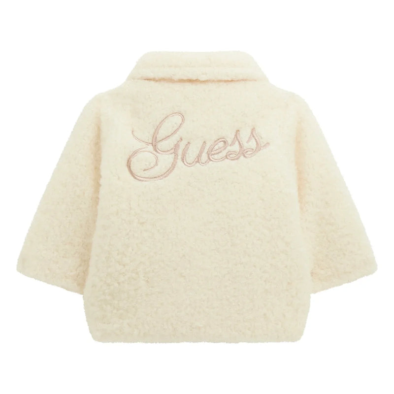 Rear view of the Guess sherpa coat.