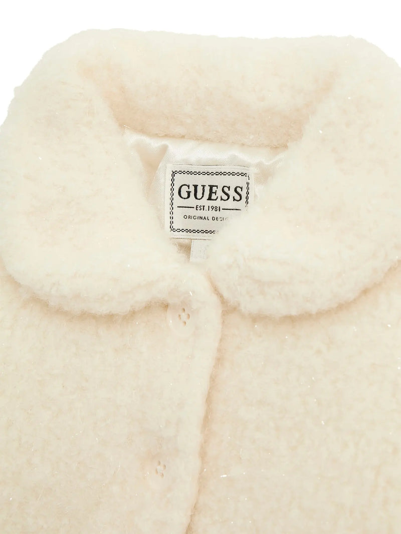 Closer look at the Guess sherpa coat.