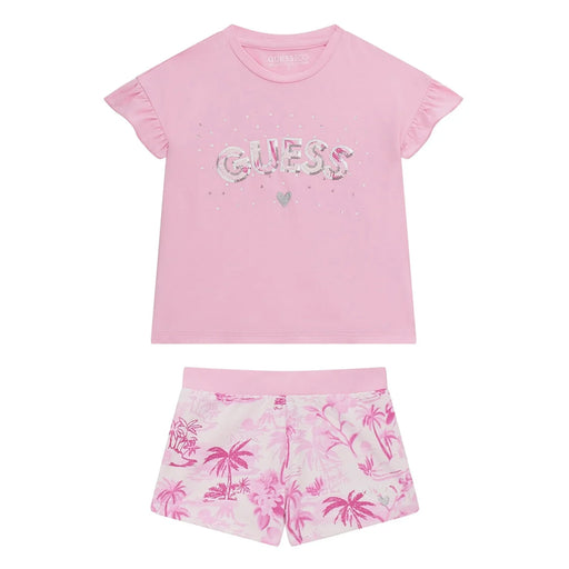 Guess pink printed shorts set - k5gg05.