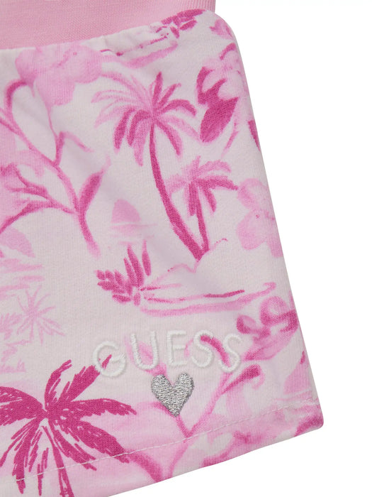 Guess tracl shorts with palm tree print.