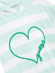 Closer view of the Guess striped hoodie.