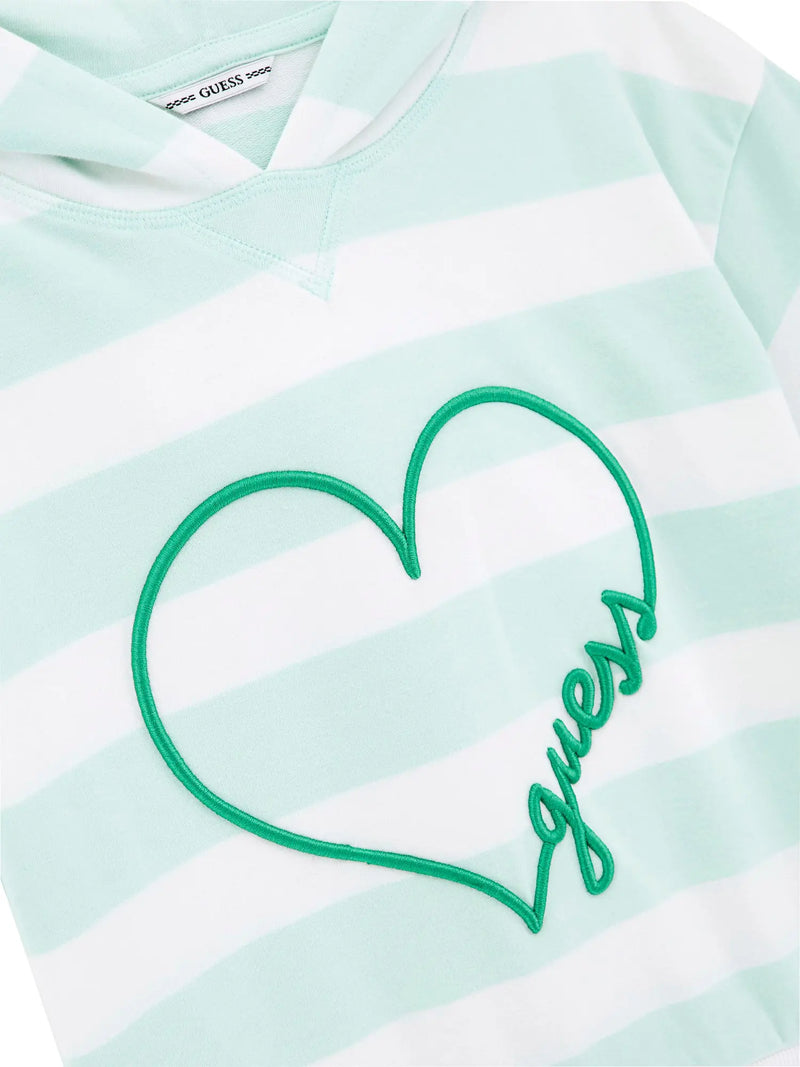 Closer view of the Guess striped hoodie.