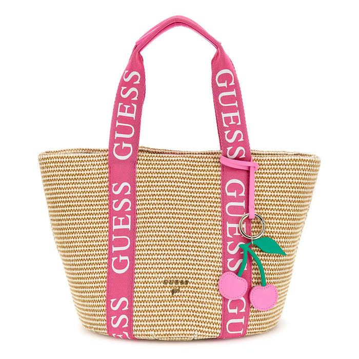 Guess Raffia Tote Bag - Pink