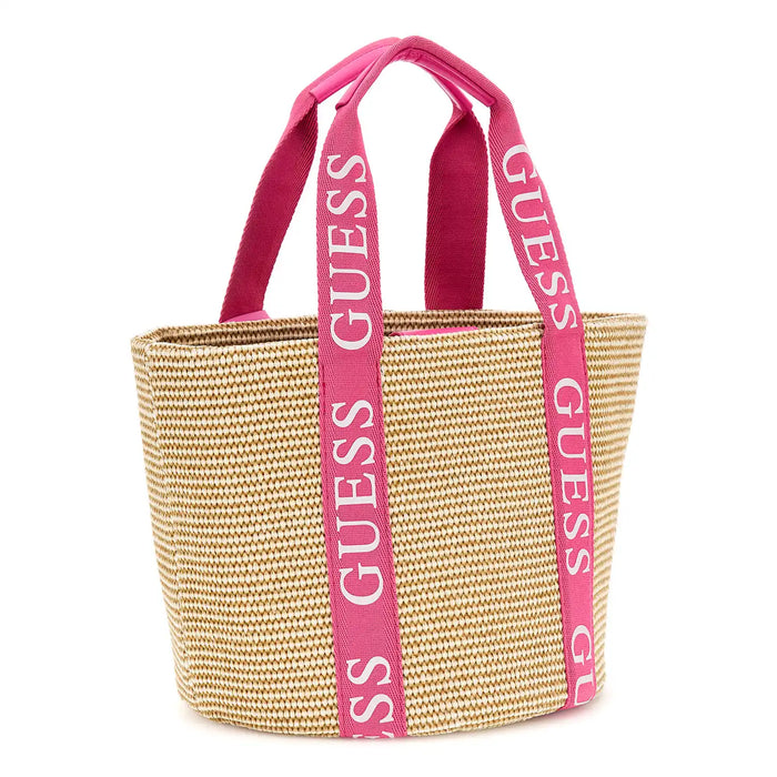 Guess Raffia Tote Bag - Pink