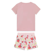 Back of the Guess pink strawberry shorts set.