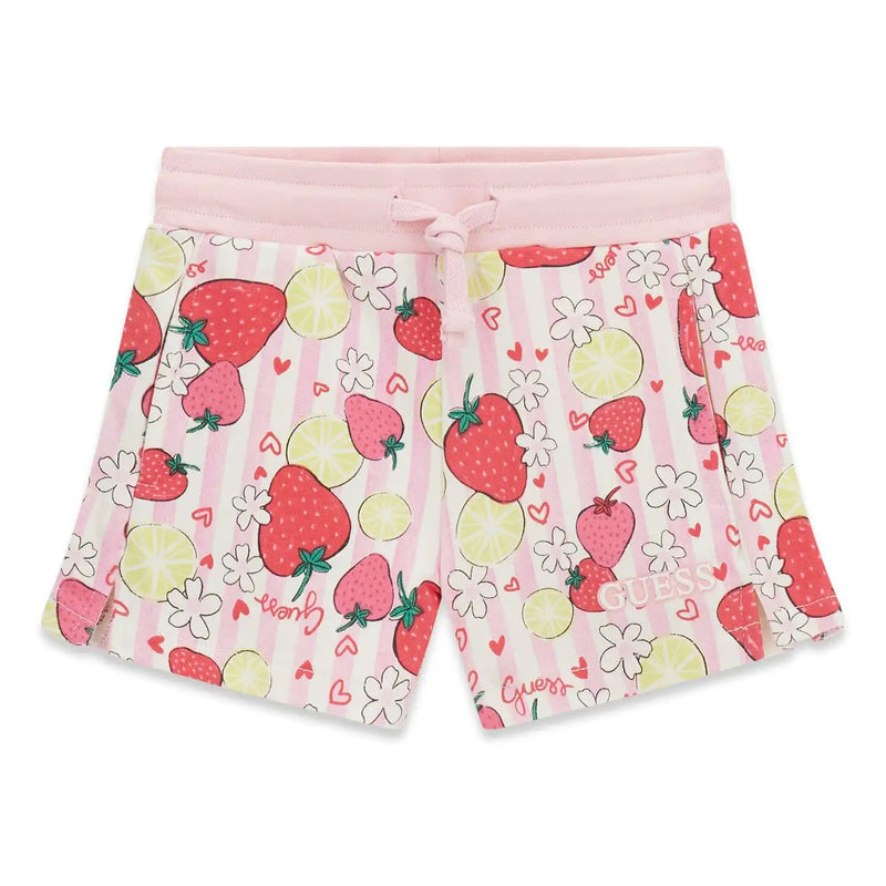 Girl's strawberry print shorts by Guess.