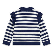 Back of the Guess navy striped sweatshirt.