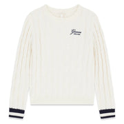Guess girl's cream white cable knit sweater - j6yr06.