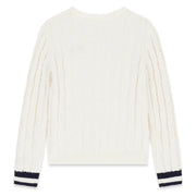 Back of the Guess cream cable knit sweater.