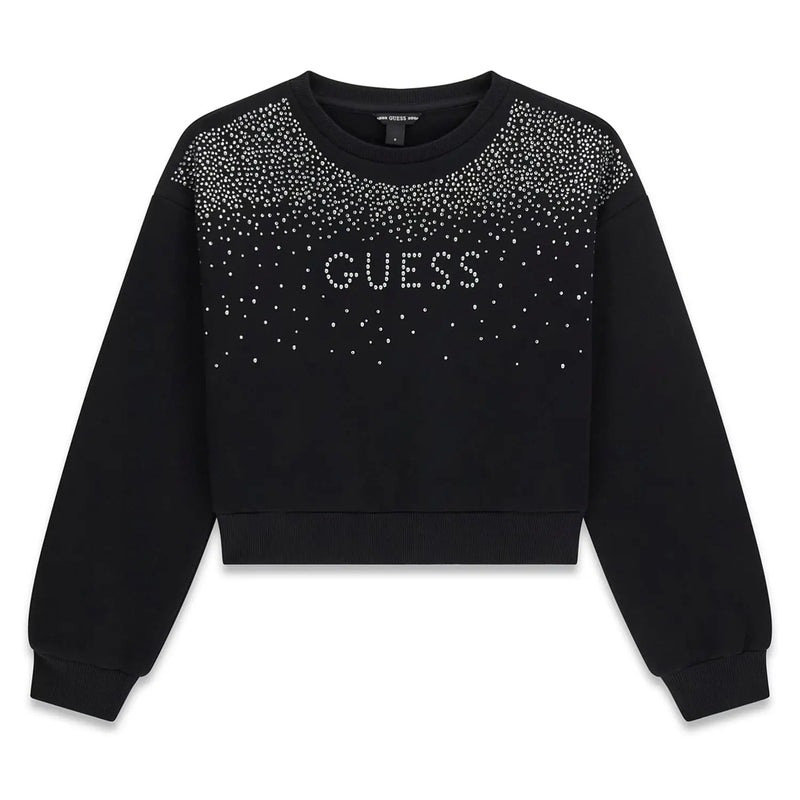 Guess girl's jet black rhinestone sweatshirt - j6bq02.