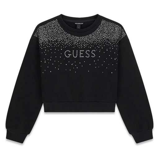 Guess girl's jet black rhinestone sweatshirt - j6bq02.