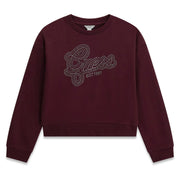 Guess deep maroon rhinestone logo sweatshirt - j6yq05.