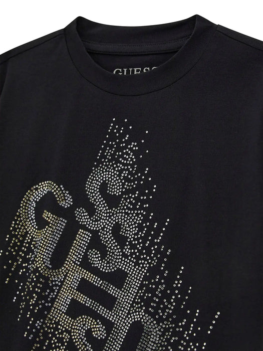 Guess t-shirt with silver rhinestone logo.