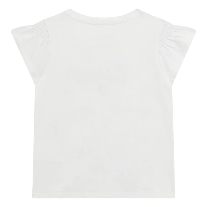 Back view of the Guess white sequin logo t-shirt.