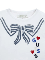 Closer look at the Guess frilled t-shirt.
