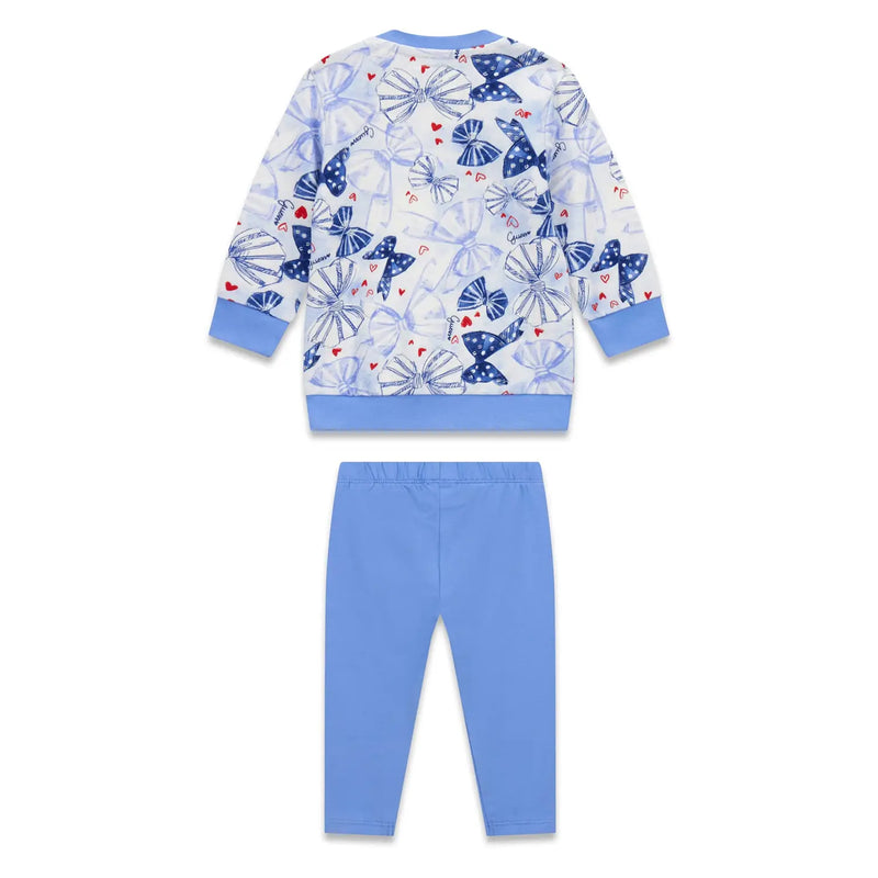 Back of the Guess blue bow print leggings set.