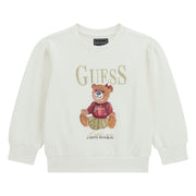 Guess girl's cream white teddy bear sweatshirt - k5bq00.