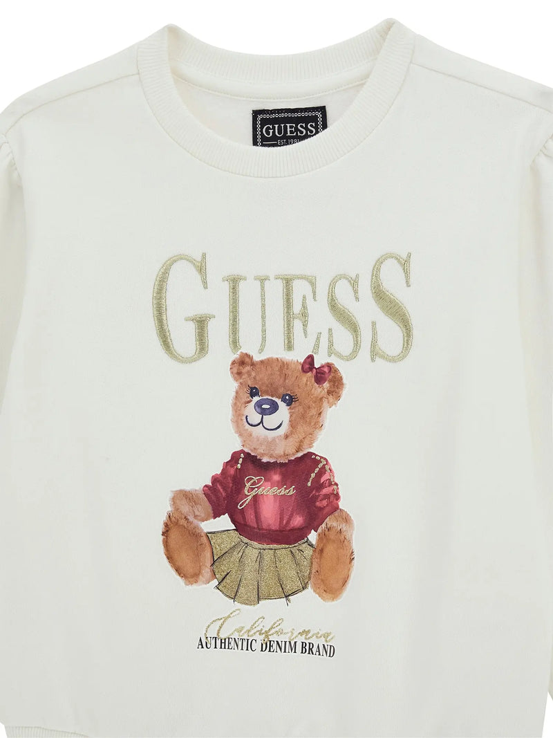 Closer look at the Guess teddy bear sweatshirt.
