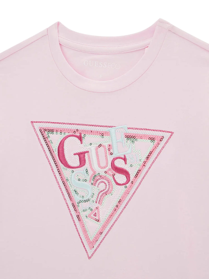 Guess Sequin Logo T-Shirt - Pink