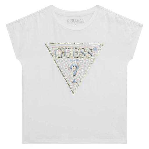 Guess girl's white sequin logo t-shirt - k5gi12.