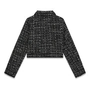 Back of the Guess black tweed blazer.