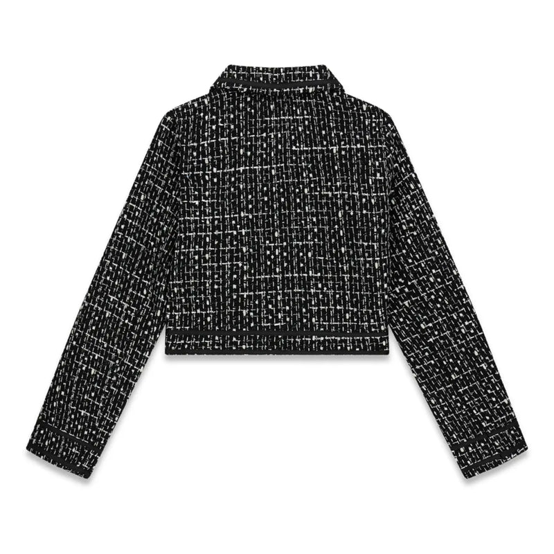 Back of the Guess black tweed blazer.