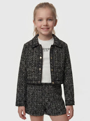 Girl wearing the Guess tweed blazer.