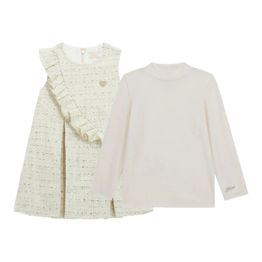 Back of the Guess beige tweed dress.