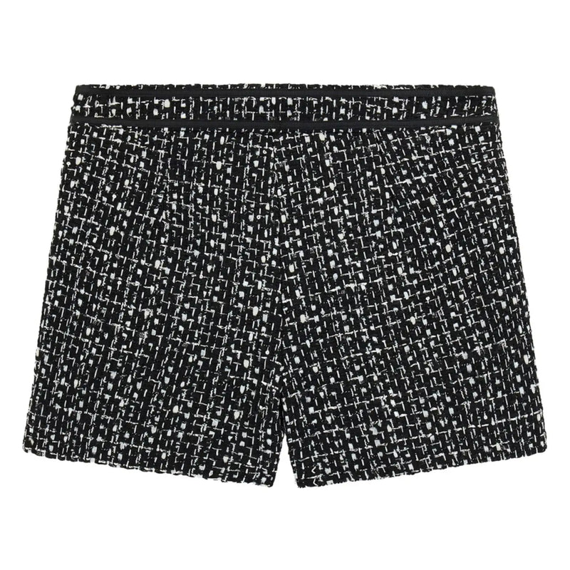 Back of the Guess girl's tweed shorts.