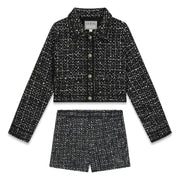 Guess girl's jet black tweed tweed shorts set - j6rn03.