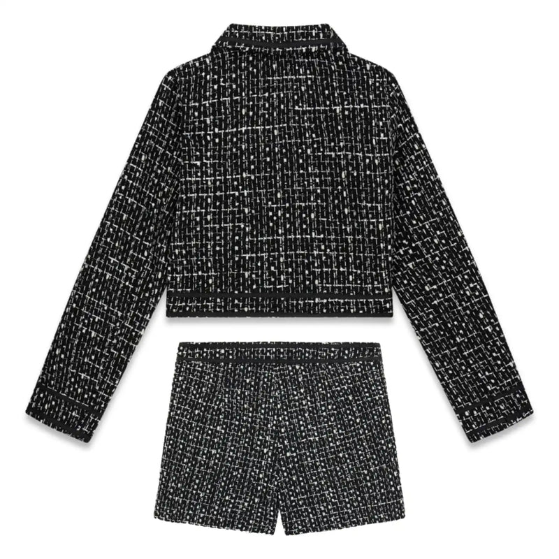 Back of the Guess tweed shorts set.