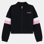 Guess girl's jet black zip up sweatshirt - j6rq00.