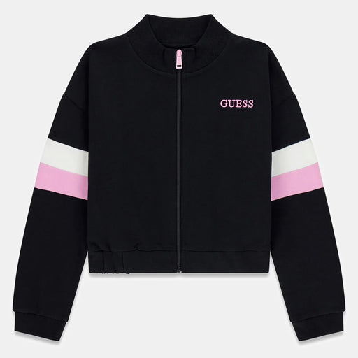 Guess girl's jet black zip up sweatshirt - j6rq00.