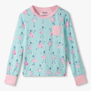 Girl's mint green ballet print pyjama top.