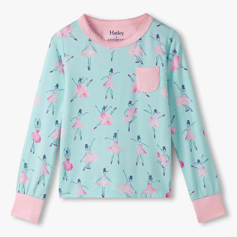 Girl's mint green ballet print pyjama top.