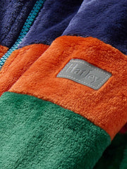 Closer look at the Hatley colourblock fleece jacket.