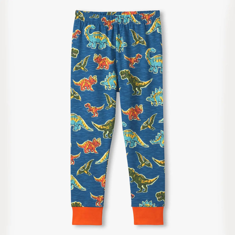 Hatley boy's blue dino print pyjama bottoms.
