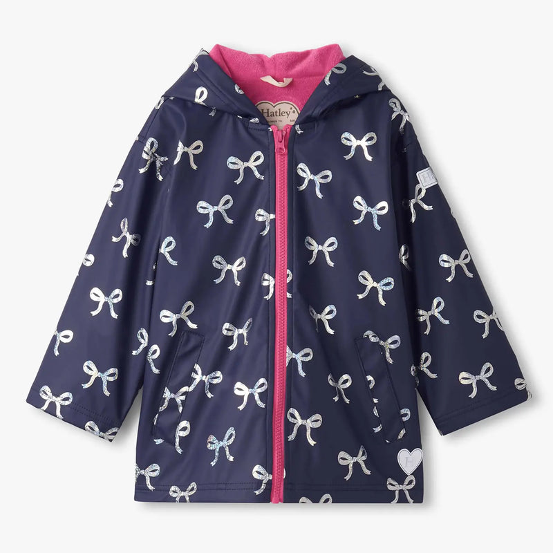 Hatley navy foil bows raincoat - f25fbk818.