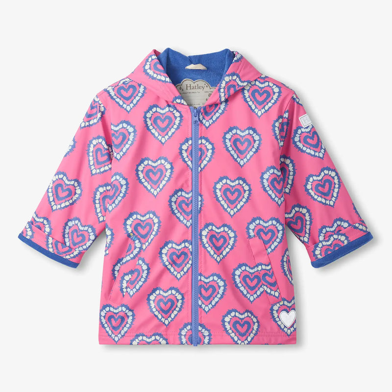 Hatley girl's heart burst colour changing raincoat - s26hbk818.