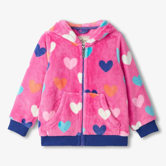 Hatley pink hearts zip up hoodie - f24hrk1551.