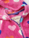 Closer view of the Hatley hearts zip up hoodie.