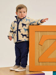 Boy wearing the Hatley lab sherpa jacket.