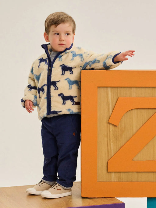 Boy wearing the Hatley lab sherpa jacket.