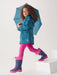 Girl wearing the Hatley lightning bolts raincoat.