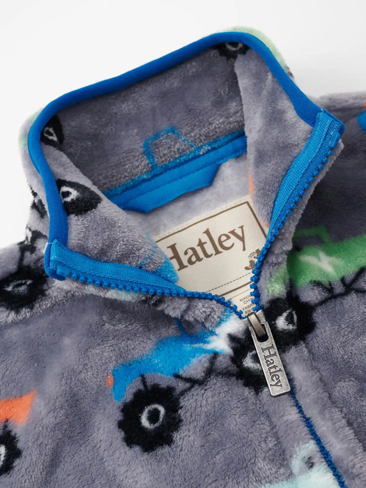 Closer look at the Hatley monster trucks sweatshirt.