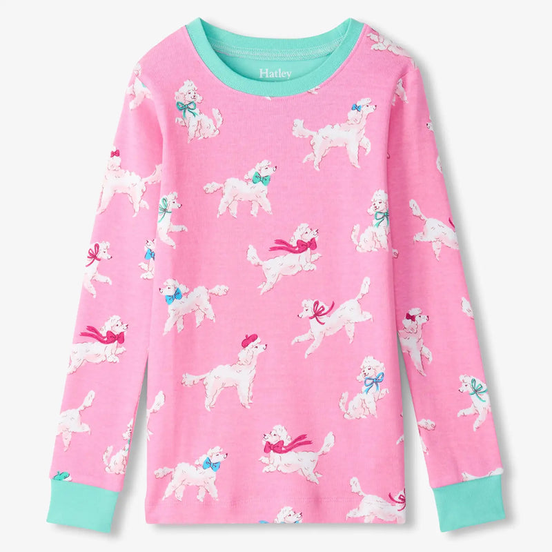 Girl's bright pink poodle print pyjama top. 
