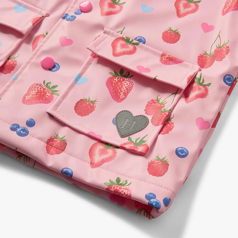 Closer look at the Hatley summer berries raincoat.