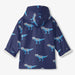 Back of the Hatley t-rex attack raincoat.