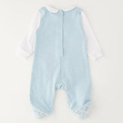 Rear view of the iDo blue dungarees set.