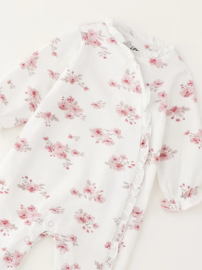 Closer look at the iDo floral print babygrow.